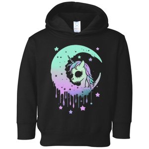 Pastel Goth Unicorn Moon Stars Creepy Kawaii Evil Horse Toddler Hoodie