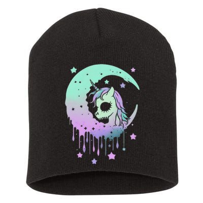 Pastel Goth Unicorn Moon Stars Creepy Kawaii Evil Horse Short Acrylic Beanie