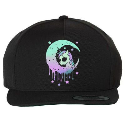 Pastel Goth Unicorn Moon Stars Creepy Kawaii Evil Horse Wool Snapback Cap