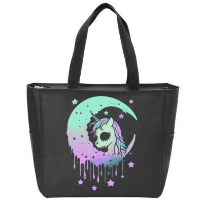 Pastel Goth Unicorn Moon Stars Creepy Kawaii Evil Horse Zip Tote Bag