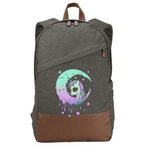 Pastel Goth Unicorn Moon Stars Creepy Kawaii Evil Horse Cotton Canvas Backpack