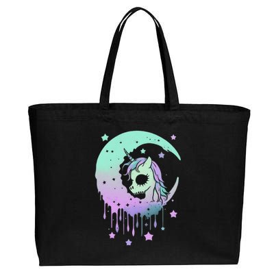 Pastel Goth Unicorn Moon Stars Creepy Kawaii Evil Horse Cotton Canvas Jumbo Tote