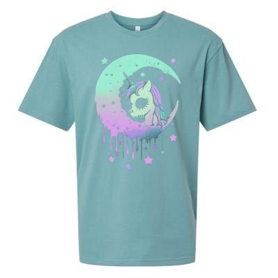 Pastel Goth Unicorn Moon Stars Creepy Kawaii Evil Horse Sueded Cloud Jersey T-Shirt