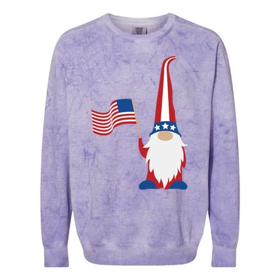 Patriotic Gnomes Usa American Flag 4th Of July Gnome Gift Colorblast Crewneck Sweatshirt