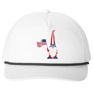 Patriotic Gnomes Usa American Flag 4th Of July Gnome Gift Snapback Five-Panel Rope Hat