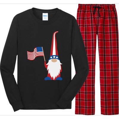 Patriotic Gnomes Usa American Flag 4th Of July Gnome Gift Long Sleeve Pajama Set