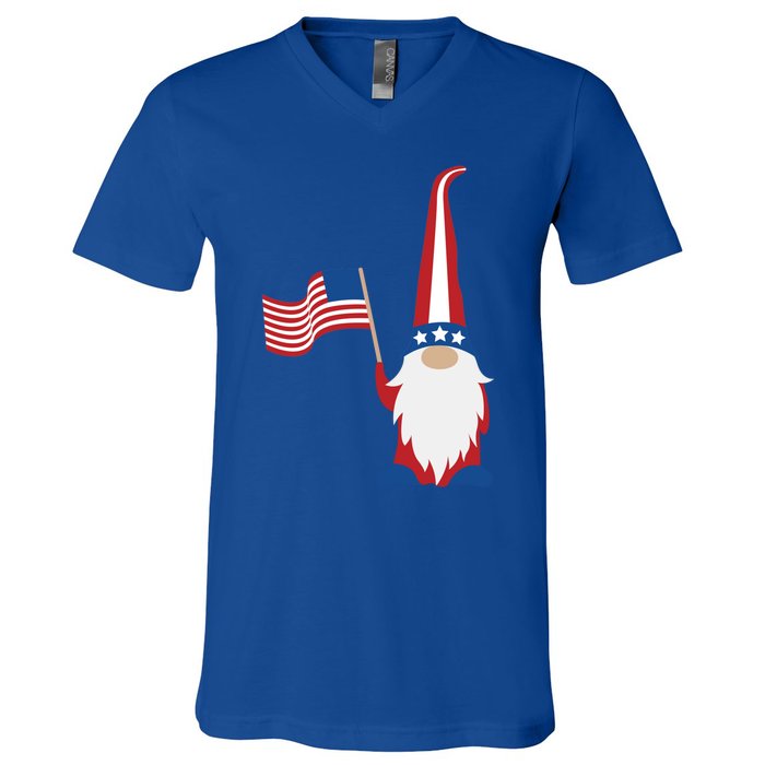 Patriotic Gnomes Usa American Flag 4th Of July Gnome Gift V-Neck T-Shirt