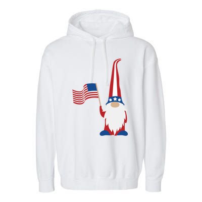 Patriotic Gnomes Usa American Flag 4th Of July Gnome Gift Garment-Dyed Fleece Hoodie