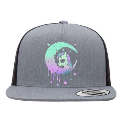 Pastel Goth Unicorn Moon Stars Creepy Cute Kawaii Flat Bill Trucker Hat