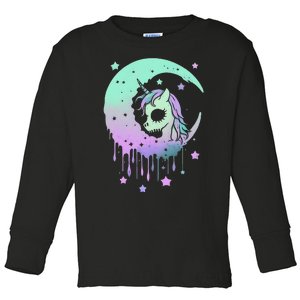 Pastel Goth Unicorn Moon Stars Creepy Cute Kawaii Toddler Long Sleeve Shirt