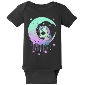 Pastel Goth Unicorn Moon Stars Creepy Cute Kawaii Evil Horse Baby Bodysuit