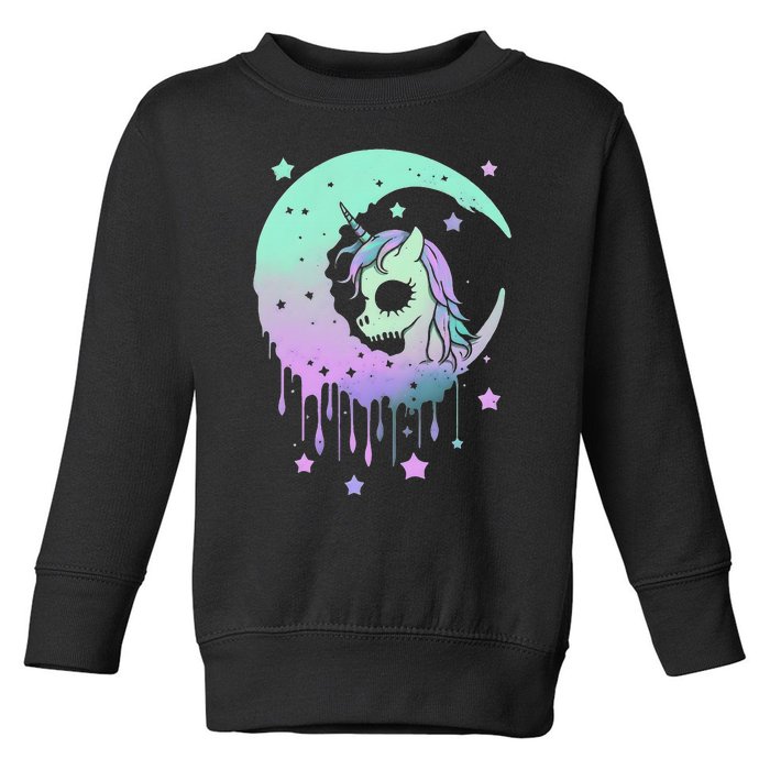 Pastel Goth Unicorn Moon Stars Creepy Cute Kawaii Evil Horse Toddler Sweatshirt