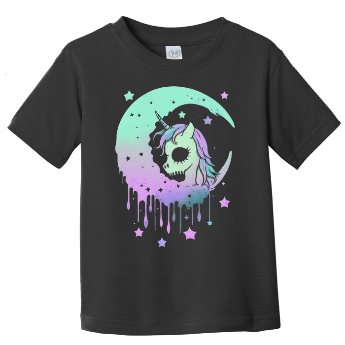 Pastel Goth Unicorn Moon Stars Creepy Cute Kawaii Evil Horse Toddler T-Shirt