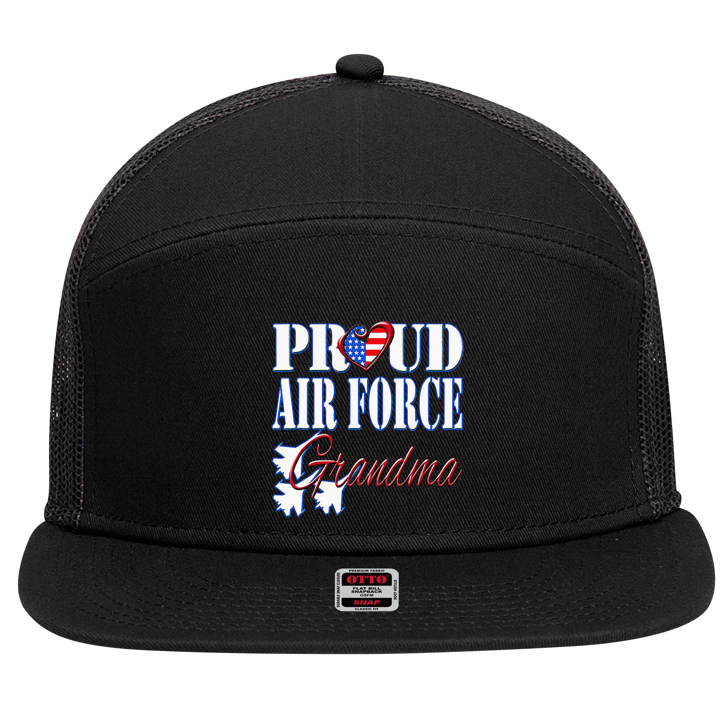 Proud Grandma Us Heart Military 7 Panel Mesh Trucker Snapback Hat