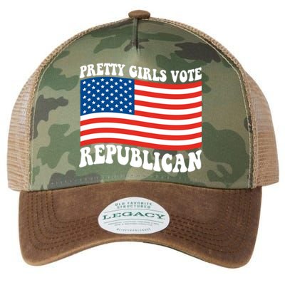 Pretty Girls Vote Republican Usa Flag Legacy Tie Dye Trucker Hat