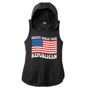 Pretty Girls Vote Republican Usa Flag Ladies PosiCharge Tri-Blend Wicking Draft Hoodie Tank