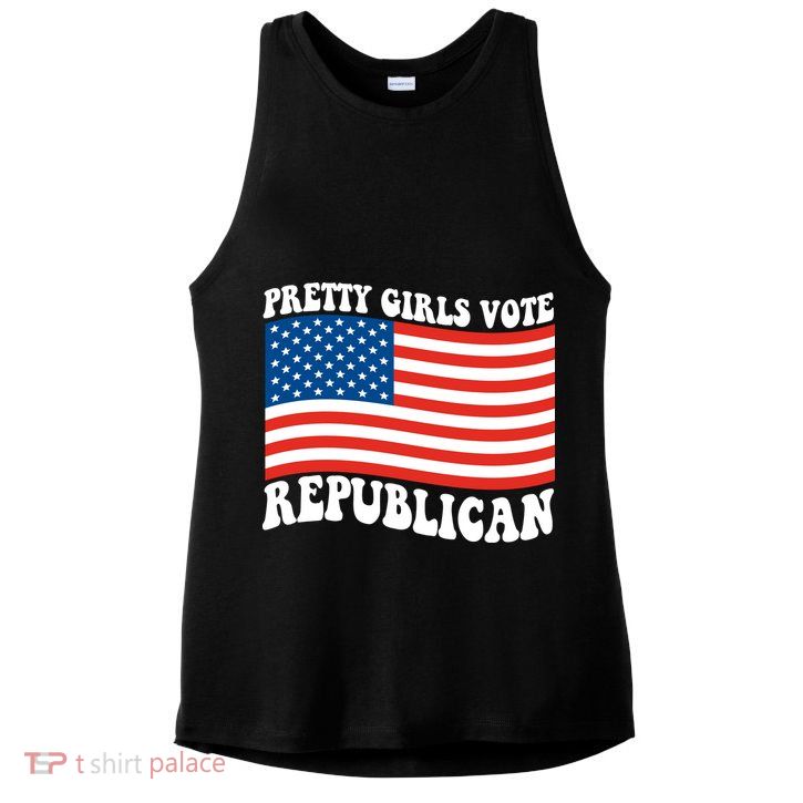 Pretty Girls Vote Republican Usa Flag Ladies PosiCharge Tri-Blend Wicking Tank