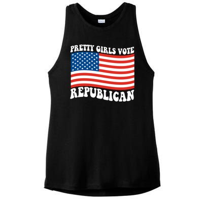 Pretty Girls Vote Republican Usa Flag Ladies PosiCharge Tri-Blend Wicking Tank