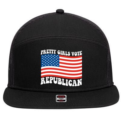 Pretty Girls Vote Republican Usa Flag 7 Panel Mesh Trucker Snapback Hat