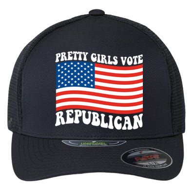 Pretty Girls Vote Republican Usa Flag Flexfit Unipanel Trucker Cap