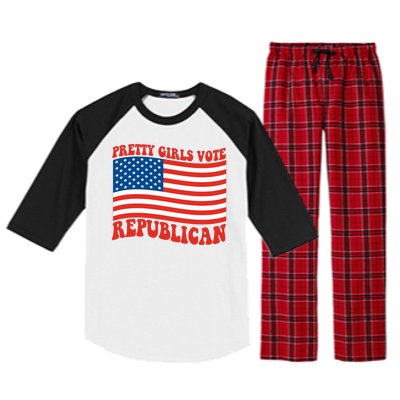 Pretty Girls Vote Republican Usa Flag Raglan Sleeve Pajama Set