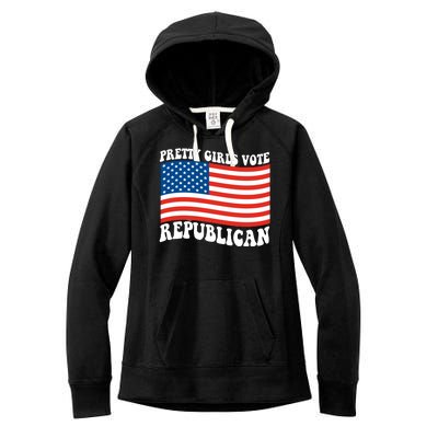 Pretty Girls Vote Republican Usa Flag Women's Fleece Hoodie