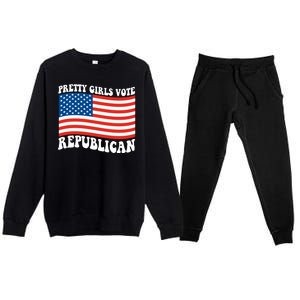 Pretty Girls Vote Republican Usa Flag Premium Crewneck Sweatsuit Set