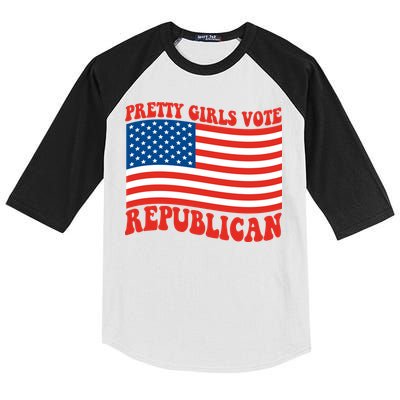 Pretty Girls Vote Republican Usa Flag Kids Colorblock Raglan Jersey
