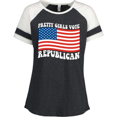 Pretty Girls Vote Republican Usa Flag Enza Ladies Jersey Colorblock Tee