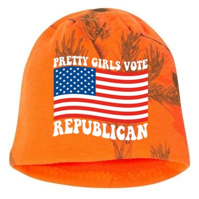 Pretty Girls Vote Republican Usa Flag Kati - Camo Knit Beanie