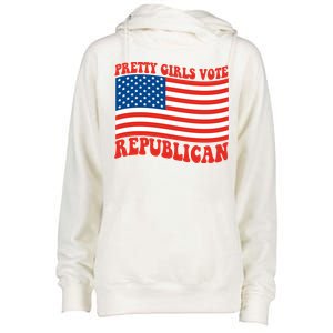 Pretty Girls Vote Republican Usa Flag Womens Funnel Neck Pullover Hood