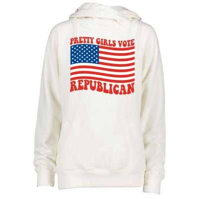 Pretty Girls Vote Republican Usa Flag Womens Funnel Neck Pullover Hood