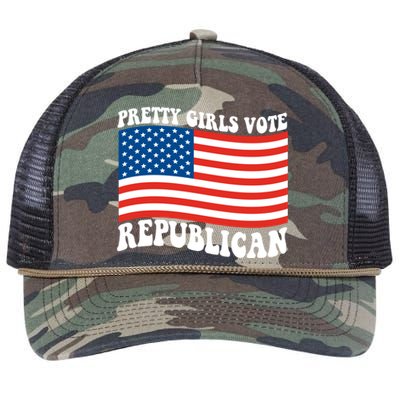 Pretty Girls Vote Republican Usa Flag Retro Rope Trucker Hat Cap