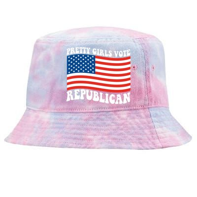 Pretty Girls Vote Republican Usa Flag Tie-Dyed Bucket Hat