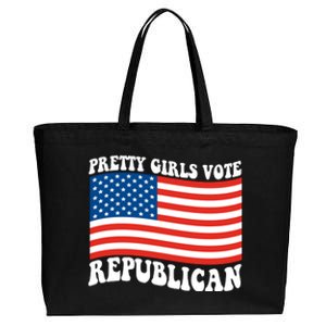 Pretty Girls Vote Republican Usa Flag Cotton Canvas Jumbo Tote