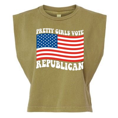 Pretty Girls Vote Republican Usa Flag Garment-Dyed Women's Muscle Tee