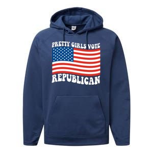 Pretty Girls Vote Republican Usa Flag Performance Fleece Hoodie