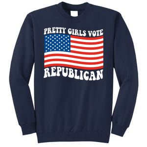 Pretty Girls Vote Republican Usa Flag Tall Sweatshirt