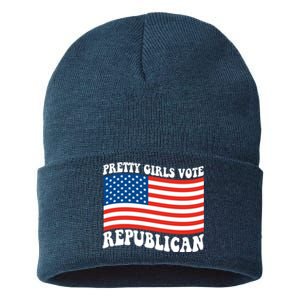 Pretty Girls Vote Republican Usa Flag Sustainable Knit Beanie