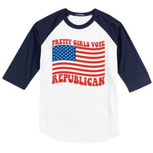 Pretty Girls Vote Republican Usa Flag Baseball Sleeve Shirt