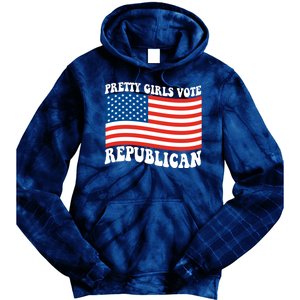 Pretty Girls Vote Republican Usa Flag Tie Dye Hoodie