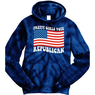 Pretty Girls Vote Republican Usa Flag Tie Dye Hoodie