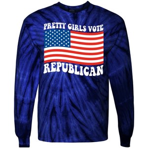 Pretty Girls Vote Republican Usa Flag Tie-Dye Long Sleeve Shirt