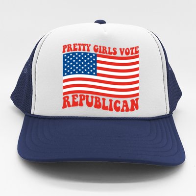 Pretty Girls Vote Republican Usa Flag Trucker Hat