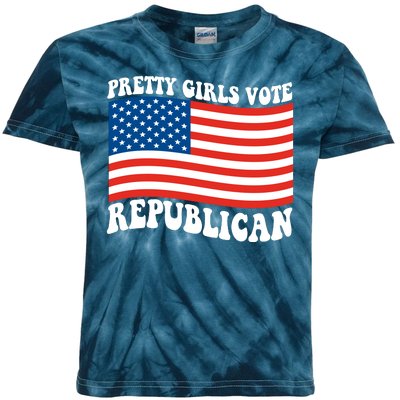 Pretty Girls Vote Republican Usa Flag Kids Tie-Dye T-Shirt