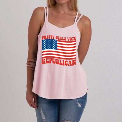 Pretty Girls Vote Republican Usa Flag Women's Strappy Tank