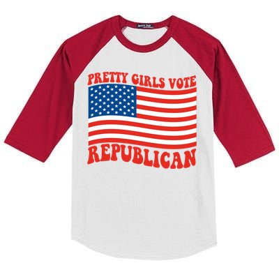 Pretty Girls Vote Republican Usa Flag Kids Colorblock Raglan Jersey