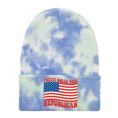 Pretty Girls Vote Republican Usa Flag Tie Dye 12in Knit Beanie