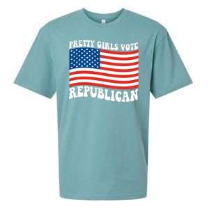 Pretty Girls Vote Republican Usa Flag Sueded Cloud Jersey T-Shirt