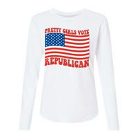 Pretty Girls Vote Republican Usa Flag Womens Cotton Relaxed Long Sleeve T-Shirt